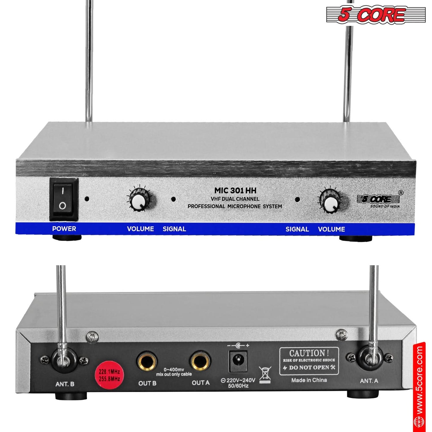 5Core Wireless Microphone System with 2 Headsets and Receiver, 165ft Range