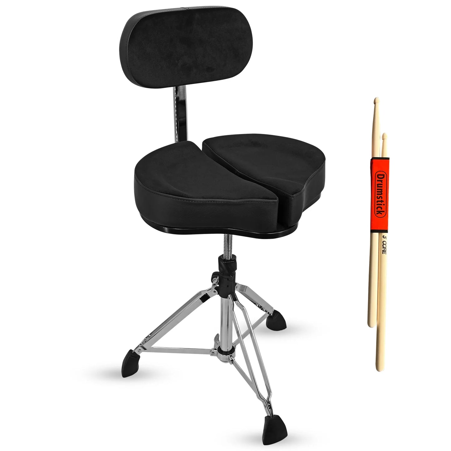 5Core Padded Drum Throne with Backrest - Adjustable Guitar Stool for Adults and Children