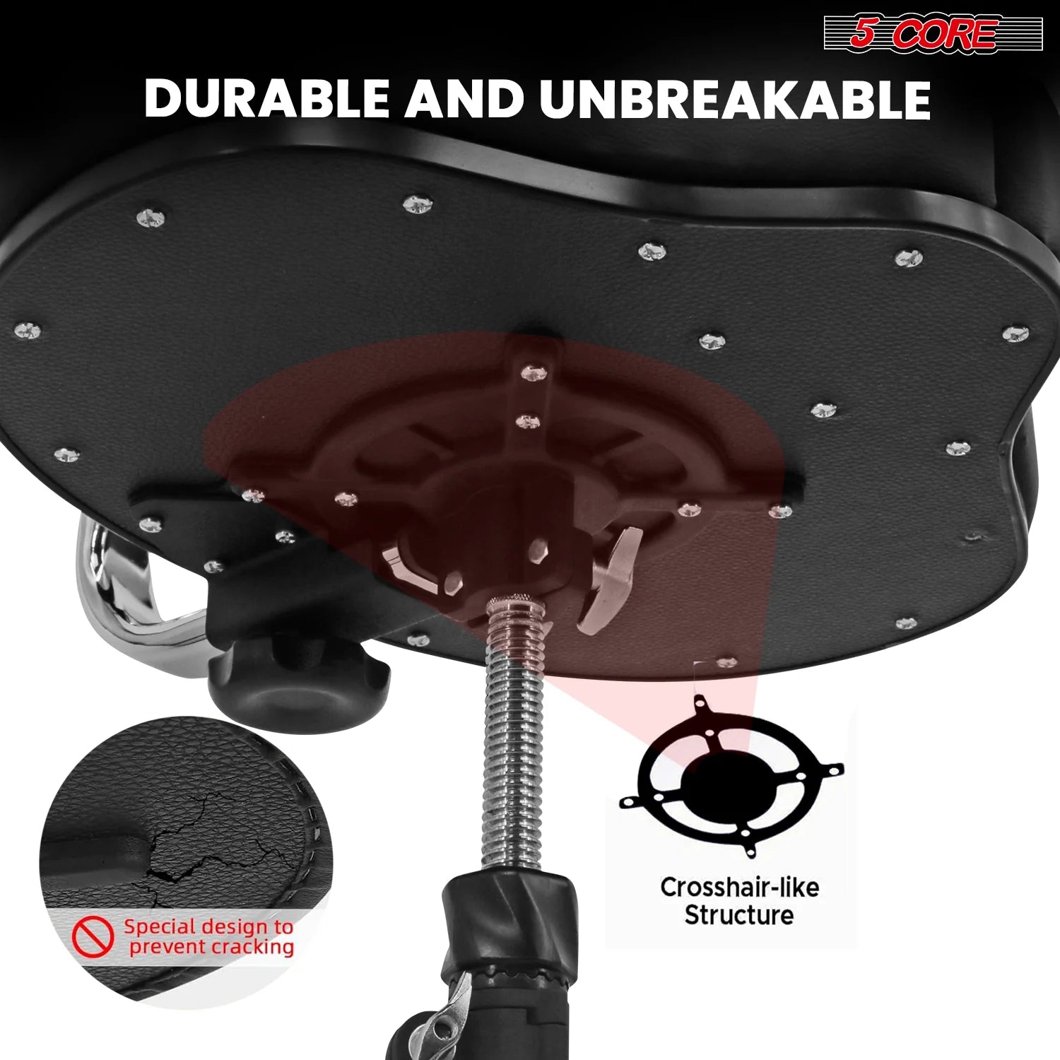 5Core Padded Drum Throne with Backrest - Adjustable Guitar Stool for Adults and Children