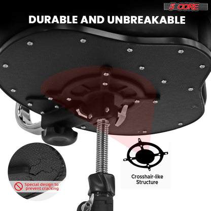 5Core Padded Drum Throne with Backrest - Adjustable Guitar Stool for Adults and Children