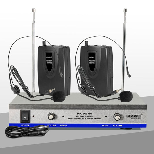 5Core Wireless Microphone System with 2 Headsets and Receiver, 165ft Range