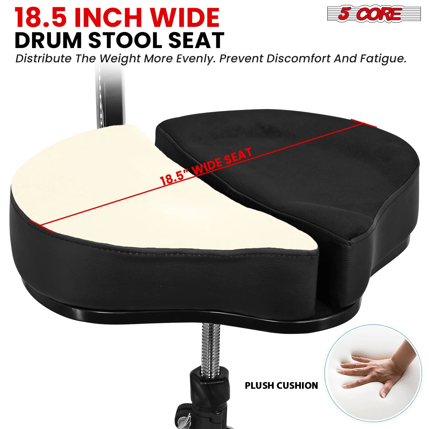 5Core Padded Drum Throne with Backrest - Adjustable Guitar Stool for Adults and Children