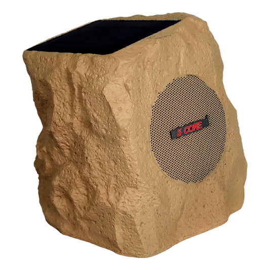 5Core Bluetooth Outdoor Wireless Rock Speakers - Waterproof, Linkable TWS Garden Speaker, Brown (Single Unit)